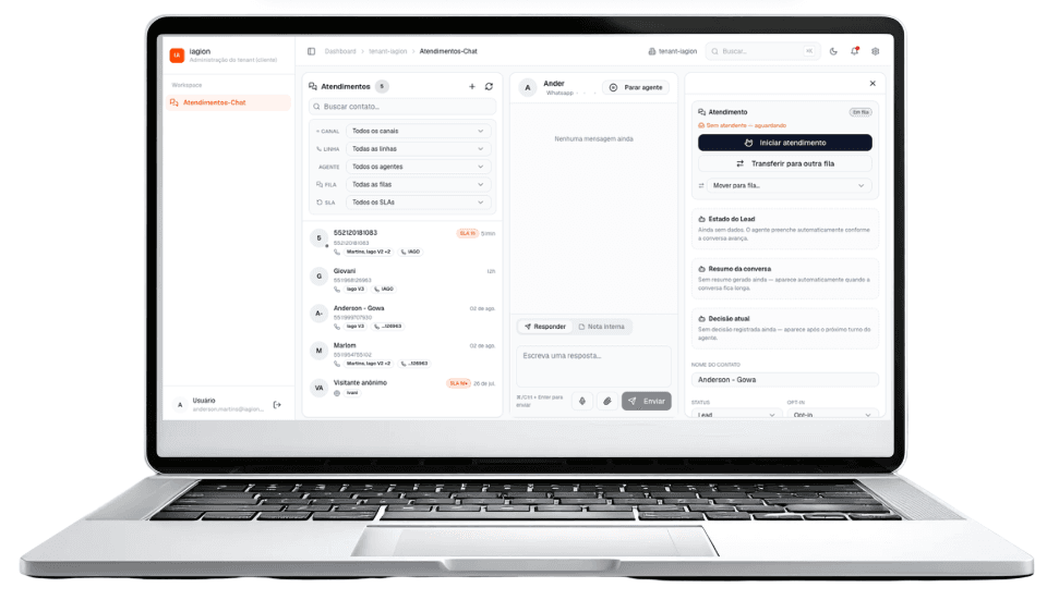 Interface do Atende AI em um notebook
